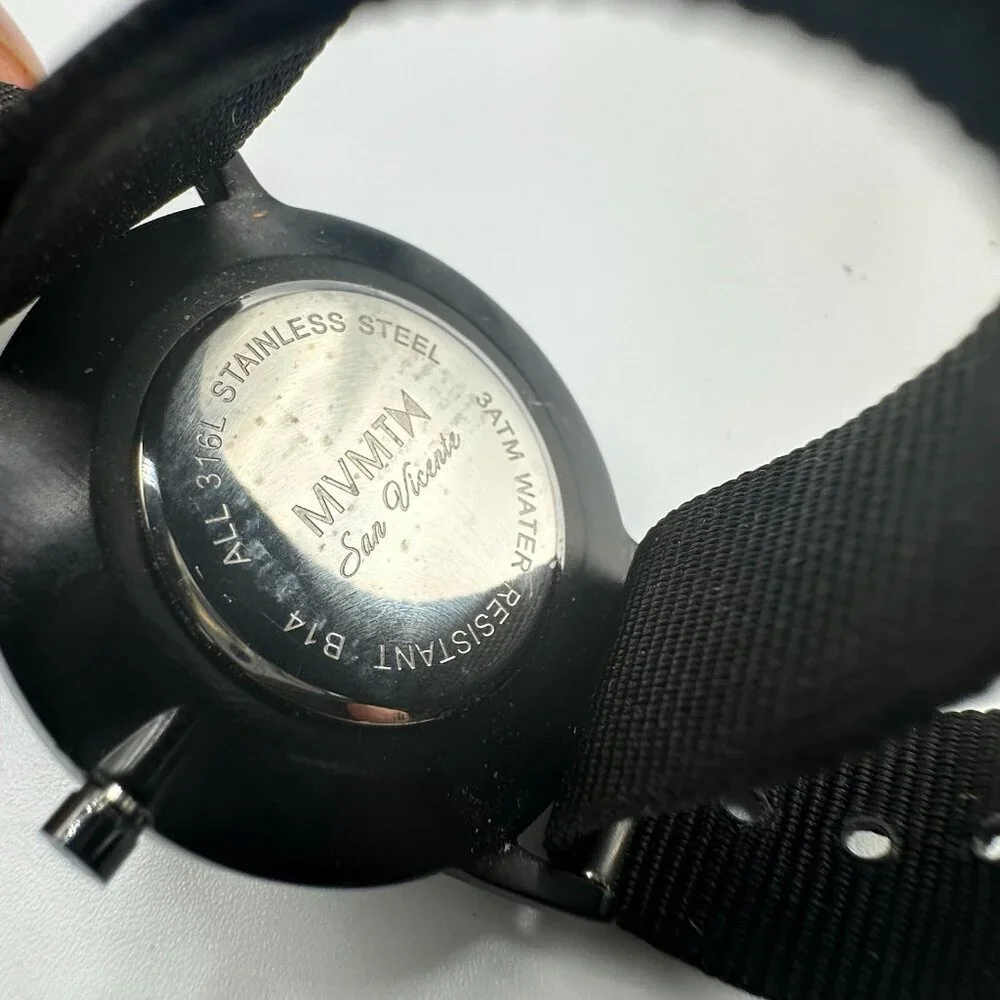 MVMT San Vicente Watch Women Black Nylon Slip Thru Band New Battery 10